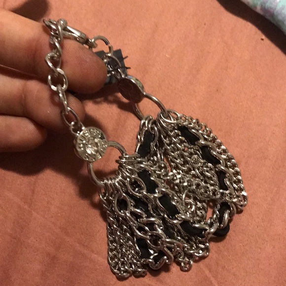 Guess Jewelry - GUESS silver /black woven chain bracelet NWT